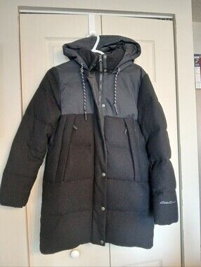 EDDIE BAUER Menoken Down Parka Black Winter Coat, Size Small (S)